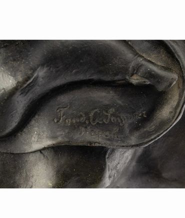 Drunken Satyr bronze sculpture by Fonderia Giorgio Sommer, foundry inscription detail