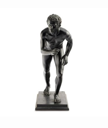 Herculaneum Runner bronze male nude athlete, rear three-quarter view