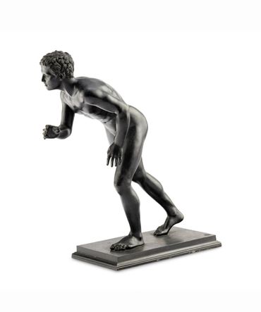 Herculaneum Runner bronze male nude athlete, full side-profile running pose