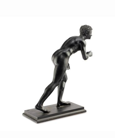 Herculaneum Runner bronze male nude athlete, full side-profile running pose