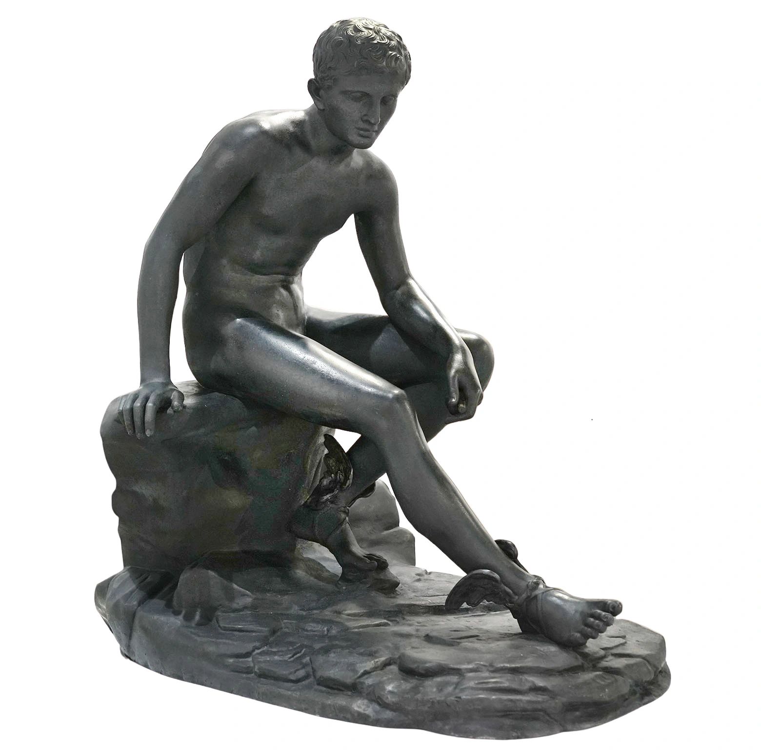 Seated Mercury, Grand Tour bronze sculpture after the antique, full seated figure