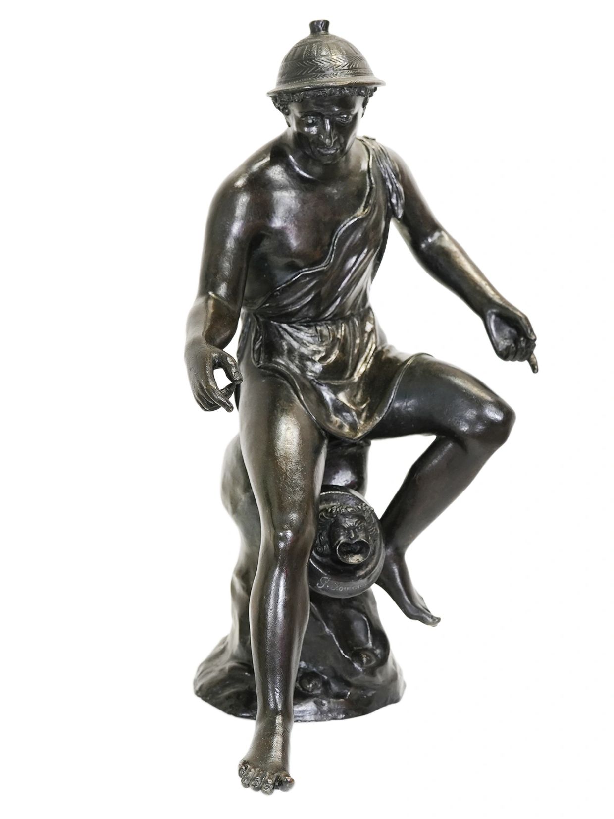 19th-century Italian Grand Tour bronze Neapolitan Fisherman by Giorgio Sommer of Naples, showing sea