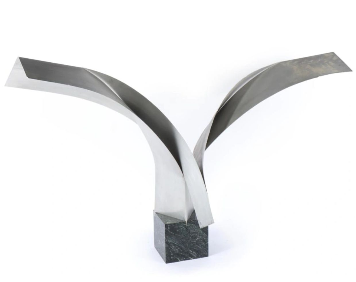 Herbert Brooks Walker Bird, 1967, formed aluminum abstract sculpture on green marble base