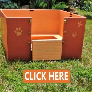 Whelping boxes for Shih Tzu puppies in various shades of orange, peach and brass.