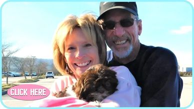 Shih Tzu puppy owners Joyce and Butch with their new female puppy Emmie in North Carolina.