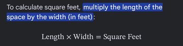 Instruction on calculating square feet.