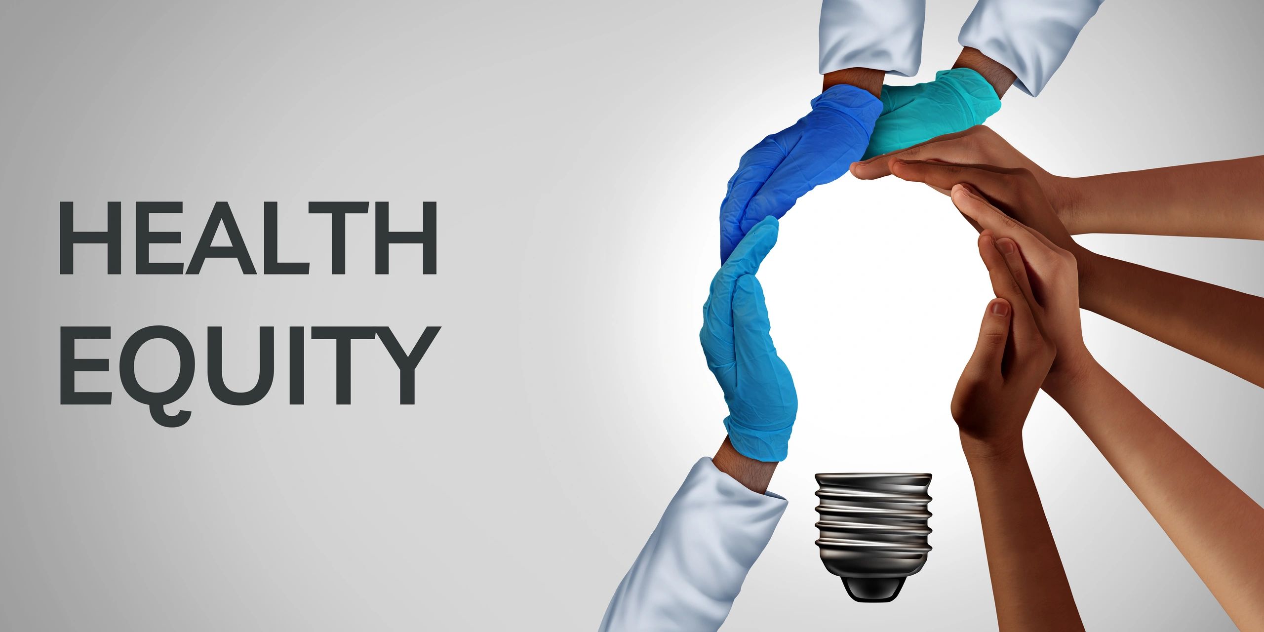 Health Equity, hands forming a light bulb