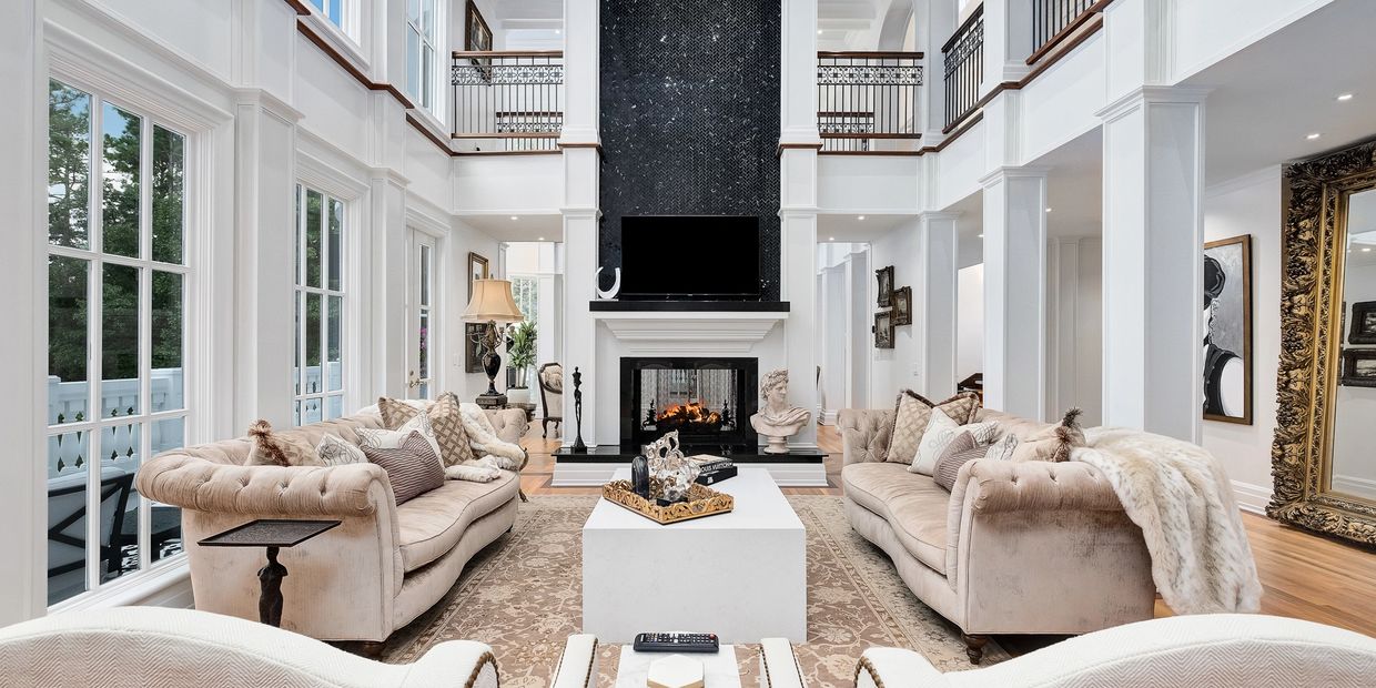 Luxury Home with two story ceilings and grand fireplace