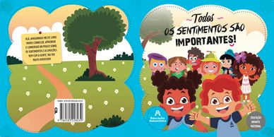 Illustrated book cover with diverse children and message about the importance of all feelings.