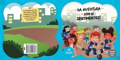 Book cover with children expressing emotions in a colorful city park scene.