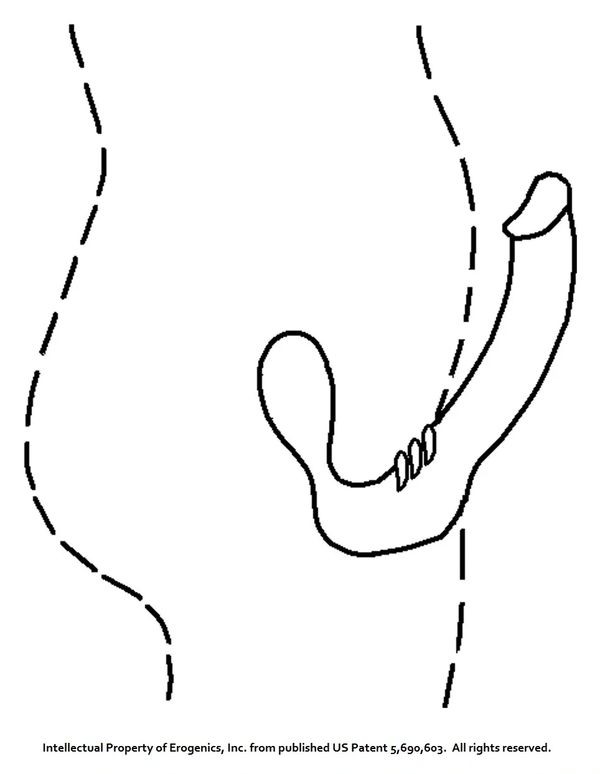 Diagram of a wearable device designed for male anatomy support.