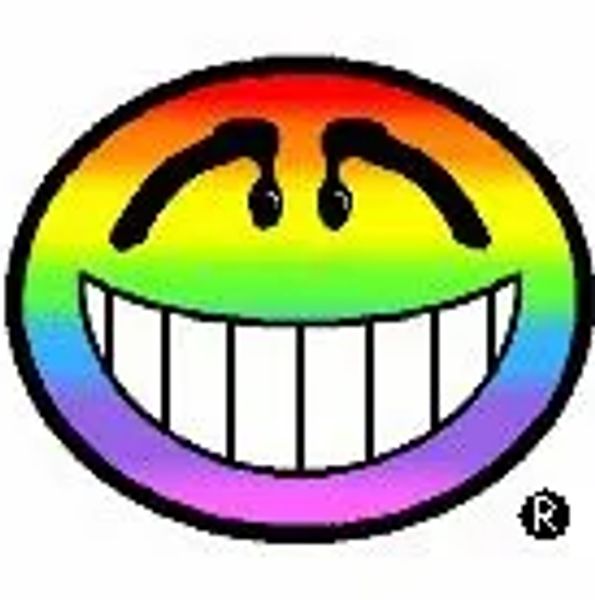 A big smiling face with rainbow colors.