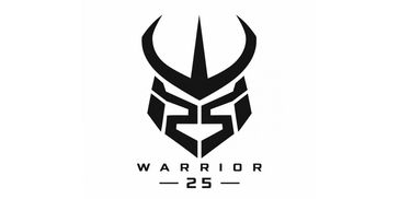 Black stylized warrior helmet logo with 'Warrior 25' text.