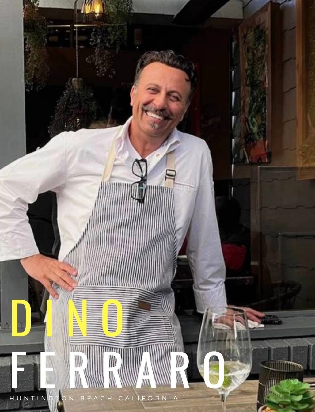 Chef Dino Ferraro smiling outside of Capone's Italian Cucina.