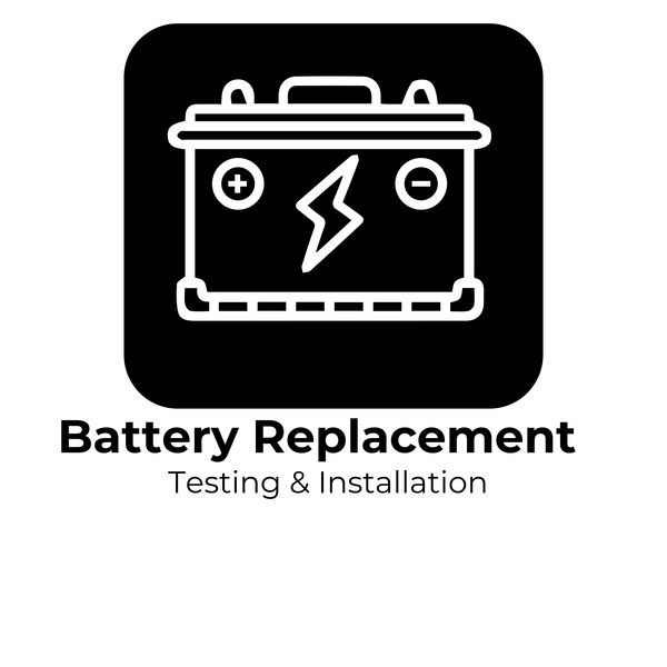 Icon of a battery with positive and negative terminals symbolizing battery replacement service.