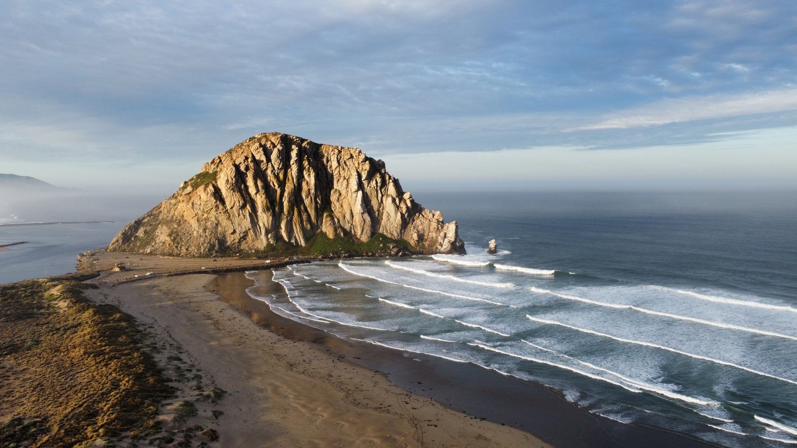 Aerial view of the beautiful Morro Rock. Shot from a DJI Drone by BMorey.