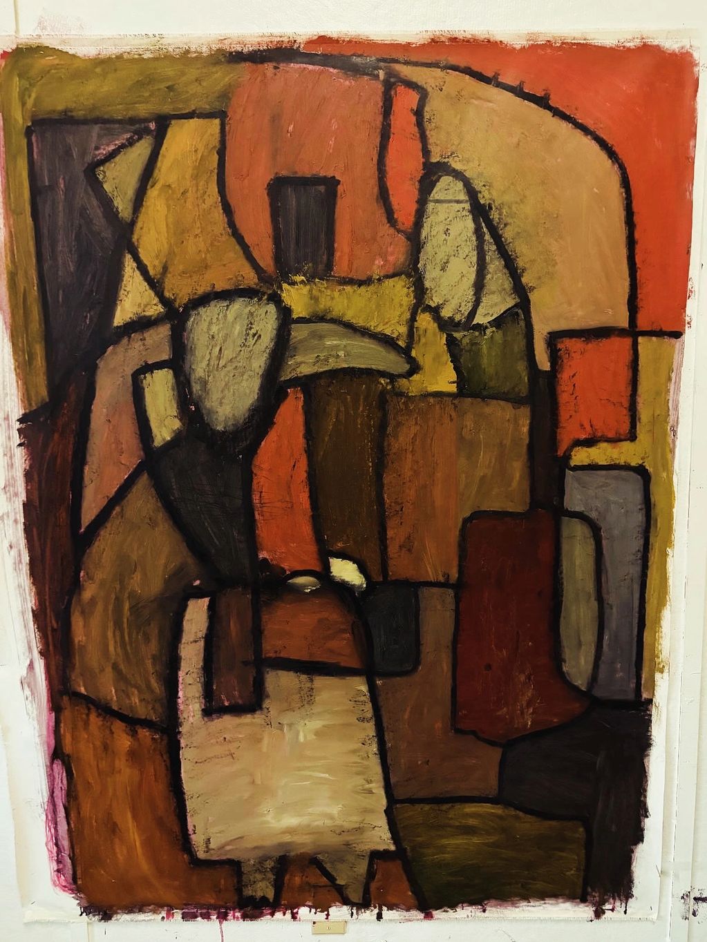 Abstract geometric art with earthy tones.
