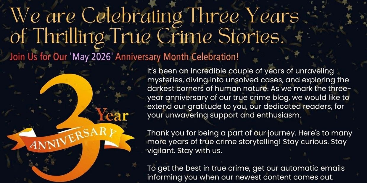 Celebrating three years of thrilling true crime stories and gratitude to readers.