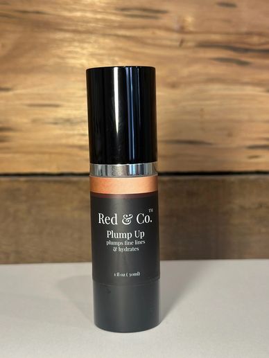 Red &amp; Co. Plump Up serum bottle for fine lines and hydration.