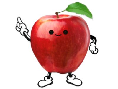 Apple orchard cartoon mascot.