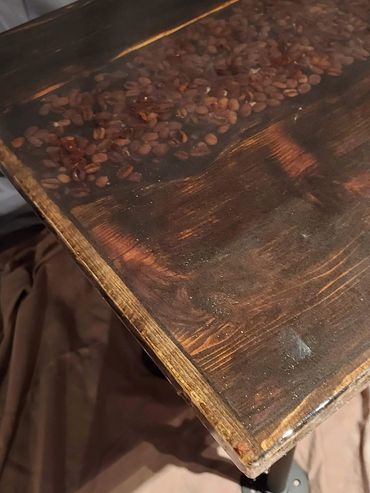 The Coffee Coffee Table....this is maple woods with real whole roasted beans within the table.