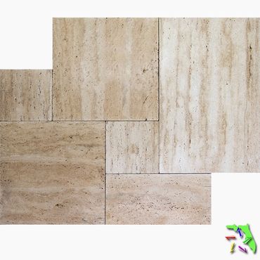 French Pattern IVORY Vein Travertine PAVER