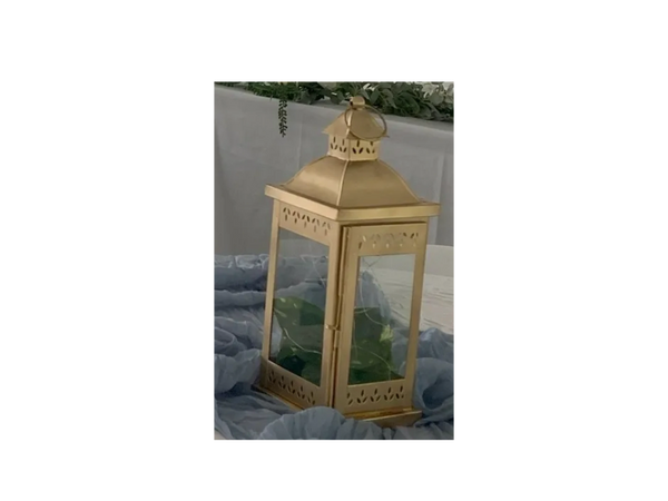 Bright Gold Lantern with glass panes 