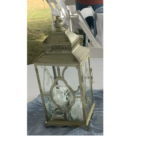 Gold Lantern with warm fairy lights 