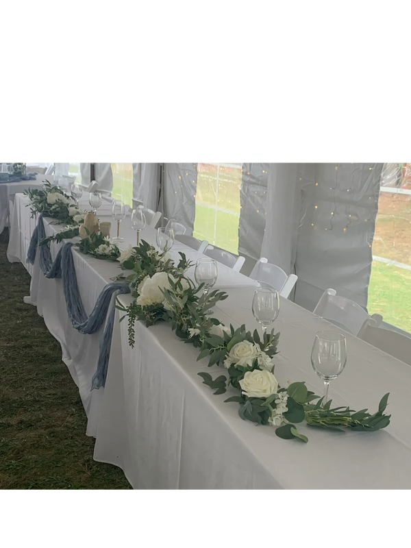 Faux Eucalyptus Garland with White Floral