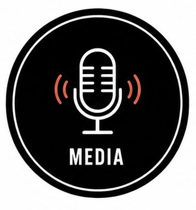 Microphone icon with media text.