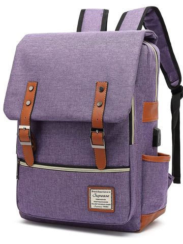 water resistant purple lilac backpack student school college quality leather tweed unique designer 