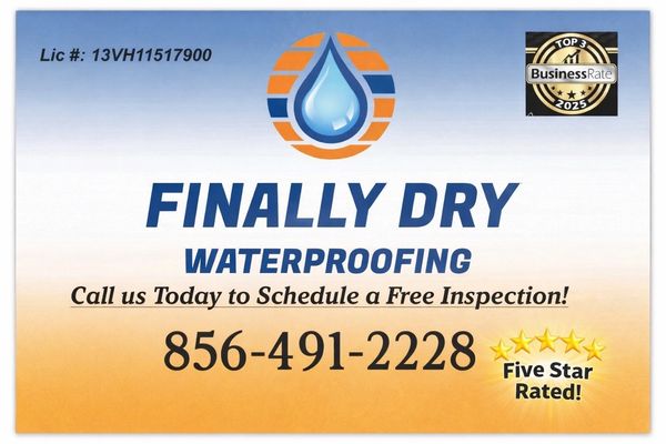 Finally Dry Waterproofing offers free inspections and is five-star rated.