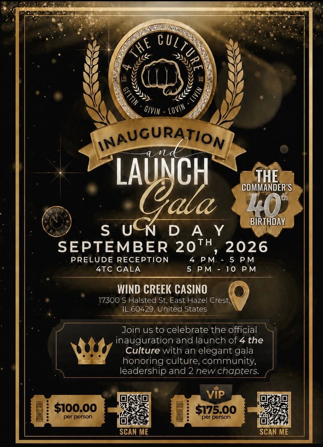 Event flyer for 4 The Culture inauguration and launch gala on September 20, 2026.