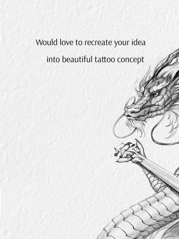 Asian style tattoo design dragon wisdom red ink musician fine line hand drawn paper delicate