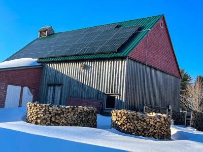 Eco-friendly Solar System on barn of River Ridge Lodge near Mahone Bay Nova Scotia