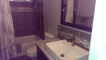 Completed Bathroom renovation.
Final plumbing stage completed with toilet and sink.