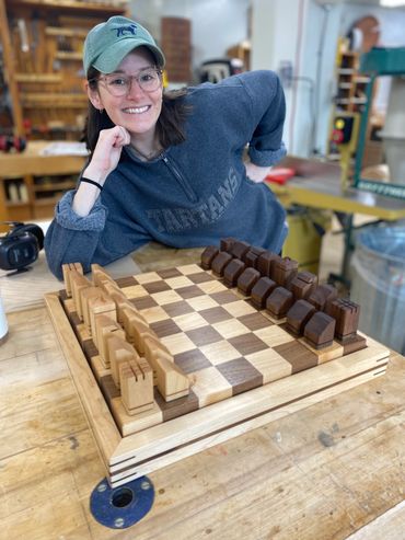 Chess set made for my mom's 70th birthday (maple and walnut)