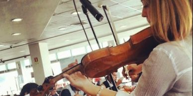 Violinista tocando en un almuerzo de empresa