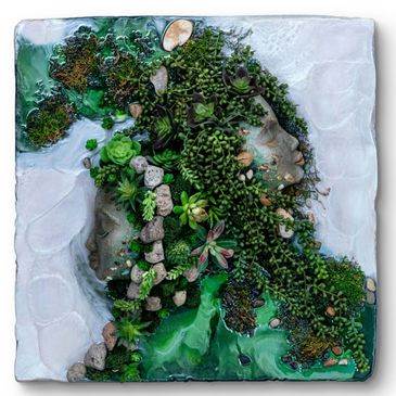 SCULPTED, RESIN, WALL, ART, INSPIRATION, INTERIOR, LOBBY, FACE, SPA, HOME, DESIGN, MOSS, NATURAL