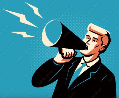 Man with old fashioned megaphone