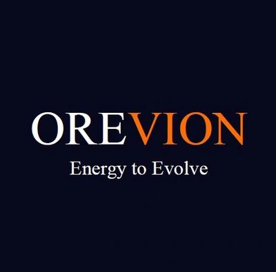 OREVION logo with the tagline 'Energy to Evolve' on a dark background.