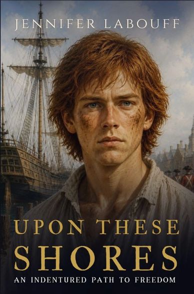 Movie poster for 'Upon These Shores' featuring a young man and a ship.
