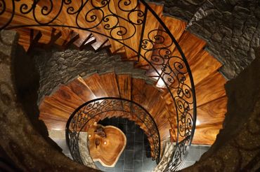 3 story turret constructed of Guanacaste wood and lava rock