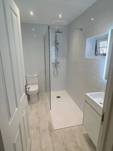 Metro tiled shower room renovation 