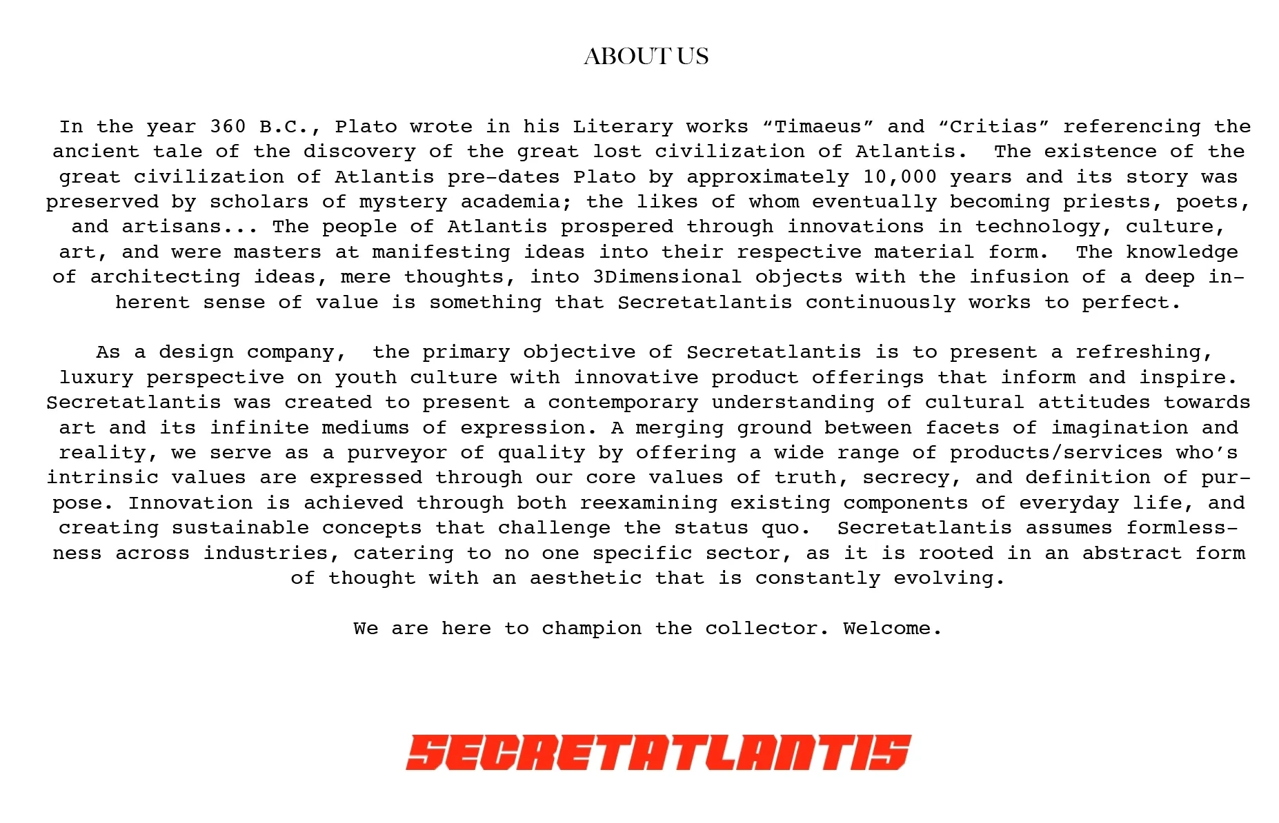 Secretatlantis Business description page