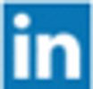LinkedIn logo with white letters on blue background.