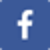 Facebook logo on a blue background.