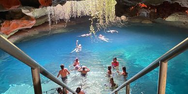 Group of people snorkeling at Devil’s Den Prehistoric Spring