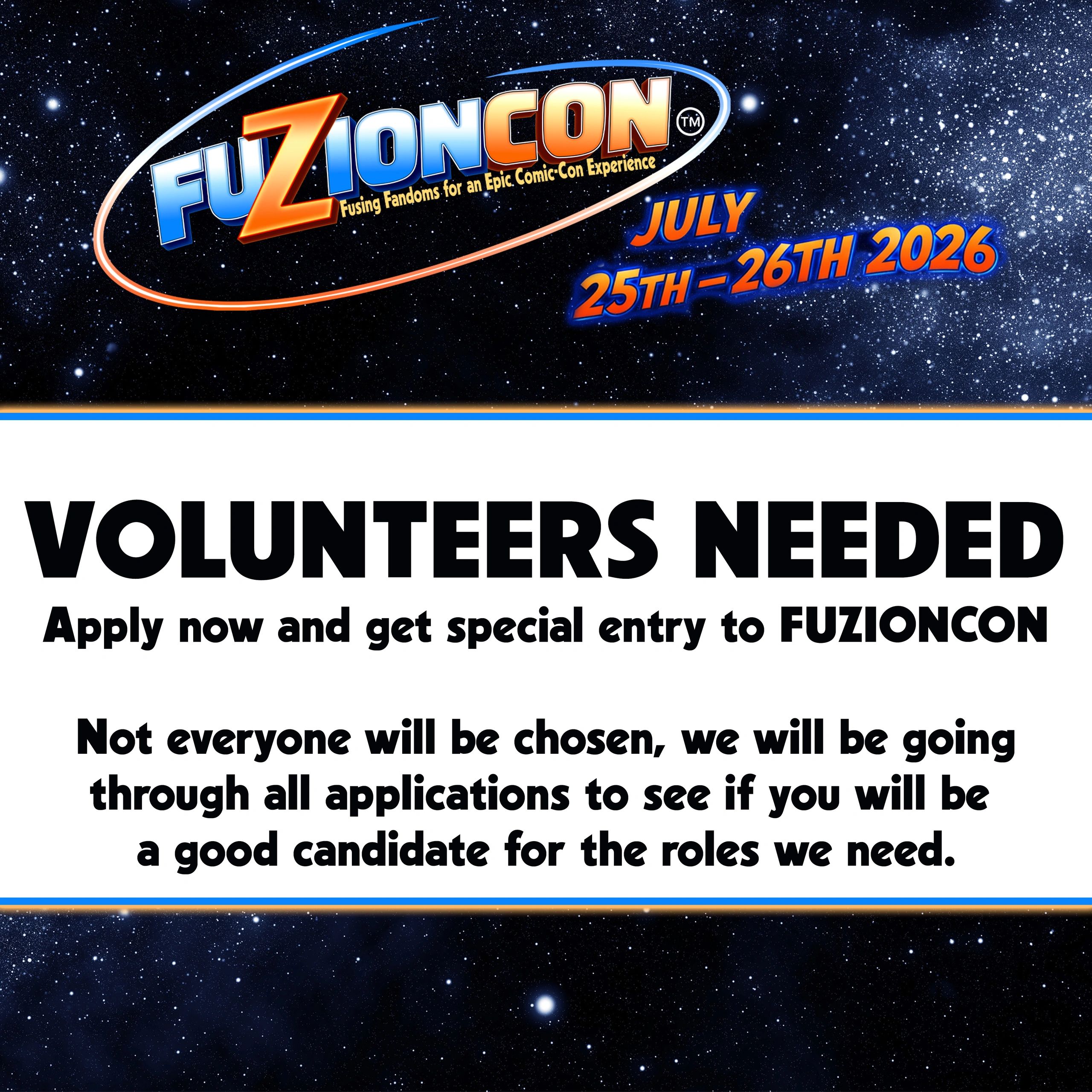 FuzionCon 2026 seeks volunteers for July event with special entry perks.