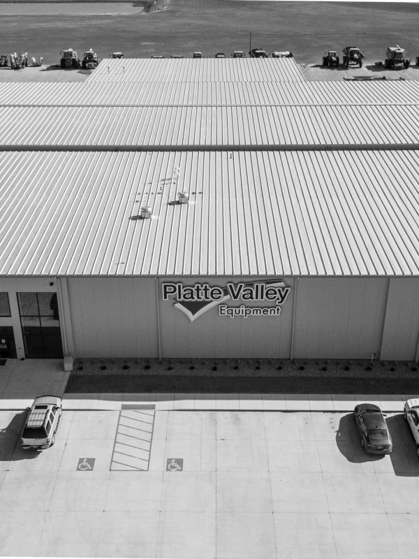 Front view of Platte Valley Equipment building and parking area.